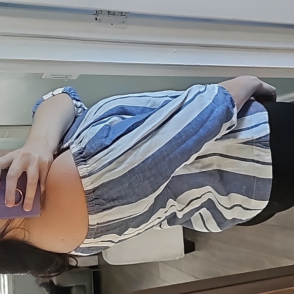 Young Fabulous & Broke Blue and White Striped Linen Top - Picture 3 of 7